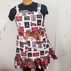 Red Truck Farmhouse Canvas Christmas Handmade Kitchen Apron